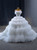 White Ball Gown Tulle Tiers Sequins Wedding Dress