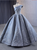 Gray One Shoulder Appliques Beading Prom Dress