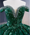 Green Sequins Off the Shoulder Crystal Prom Dress