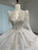 White Tulle V-neck Long Sleeve Wedding Dress With Long Train