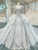 White Tulle Lace Long Sleeve Beading Wedding Dress With Long Train