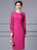 Fuchsia Lace Stitching Long Sleeve Dress