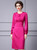 Fuchsia Satin Long Sleeve Mother Dress