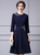 Navy Blue Long Sleeve Appliques Short Mother Of the Brides Dress