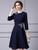 Navy Blue Long Sleeve Appliques Short Mother Of the Brides Dress