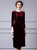 Burugndy Velvet Long Sleeve Beading Mother Of The Bride Dress