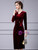 Burgundy Velvet V-neck Long Sleeve Mother Of The Bride Dress