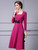 Fuchsia Long Sleeve Beading Mother Of The Bride Dress