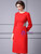 Red Long Sleeve Crystal Mother Of The Bride Dress