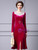 Fuchsia Velvet Long Sleeve Beading Mother Of The Bride Dress