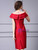 Red Cap Sleeve Beading Mother Of The Bride Dress