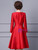 Red Satin Long Sleeve V-neck Beading Mother Of The Bride Dress