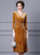 Yellow Velvet 3/4 Sleeve Beading Mother Of The Bride Dress