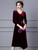 Burgundy Velvet 3/4 Sleeve Beading Mother Of The Bride Dress