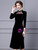 Black Velvet Long Sleeve Beading Mother Of The Bride Dress