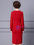 Red Long Sleeve Crystal V-neck Mother Of The Bride Dress
