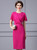 Fuchsia Beading Short Sleeve Mother Of The Bride Dress