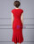 Red Sheath Cap Sleeve Beading Mother Of The Bride Dress