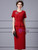 Red Short Sleeve Beading Crystal Mother Of The Bride Dress