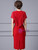 Red Beading Lotus Leaf Sleeve Short Mother Of The Bride Dress