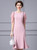Pink Sheath Short Sleeve Beading Mother Of The Bride Dress