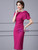 Fuchsia Short Sleeve Pleats Mother Of The Bride Dress