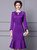 Purple Sheath Long Sleeve Beading Mother Of The Bride Dress