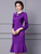 Purple Sheath Long Sleeve Beading Mother Of The Bride Dress