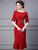 Red Short Sleeve Crystal Beading Mother Of The Bride Dress