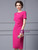 Simple Fuchsia Short Sleeve Pleats Mother Of The Bride Dress