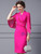 Fuchsia Short Sleeve Beading Mother Of The Bride Dress