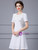 White Short Sleeve Flower Beading Mother Of the Brides Dress