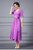 Purple Chiffon V-neck Short Sleeve Pleats Mother Of the Brides Dress