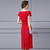 Red Sheath Off the Shoulder Pleats Mother Of the Brides Dress