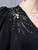 Black V-neck Long Sleeve Beading Short Mother Of The Bride Dress