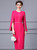 Hot Pink Short Sleeve Beading Mother Of The Bride Dress