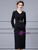 Black Long Sleeve V-neck Beading Mother Of The Bride Dress