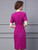 Purple V-neck Nail Drill Short Sleeve Slim Mother Of The Bride Dress