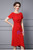 Red Short Sleeve Beading Pleats Mother Of The Bride Dress