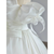 White Satin Strapless Puff Sleeve Wedding Dress