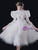 White Ball Gown Long Sleeve Tiers Wedding Dress