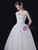 White Tulle Strapless Bow Pearls Wedding Dress