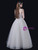 White Tulle Strapless Bow Pearls Wedding Dress