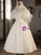 White Puff Sleeve Off the Shoulder Beading Wedding Dress