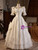 Vintage Satin Lace Short Sleeve Bow Wedding Dress