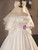 White Satin Lace Off the Shoulder Puff Sleeve Wedding Dress