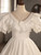 White Satin Lace Short Sleeve Wedding Dress