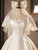 White Satin Square Neck Short Sleeve Button Wedding Dress