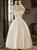 White Satin Straps Bow Short Wedding Dress