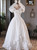 Vintage White Satin Lace V-neck Wedding Dress